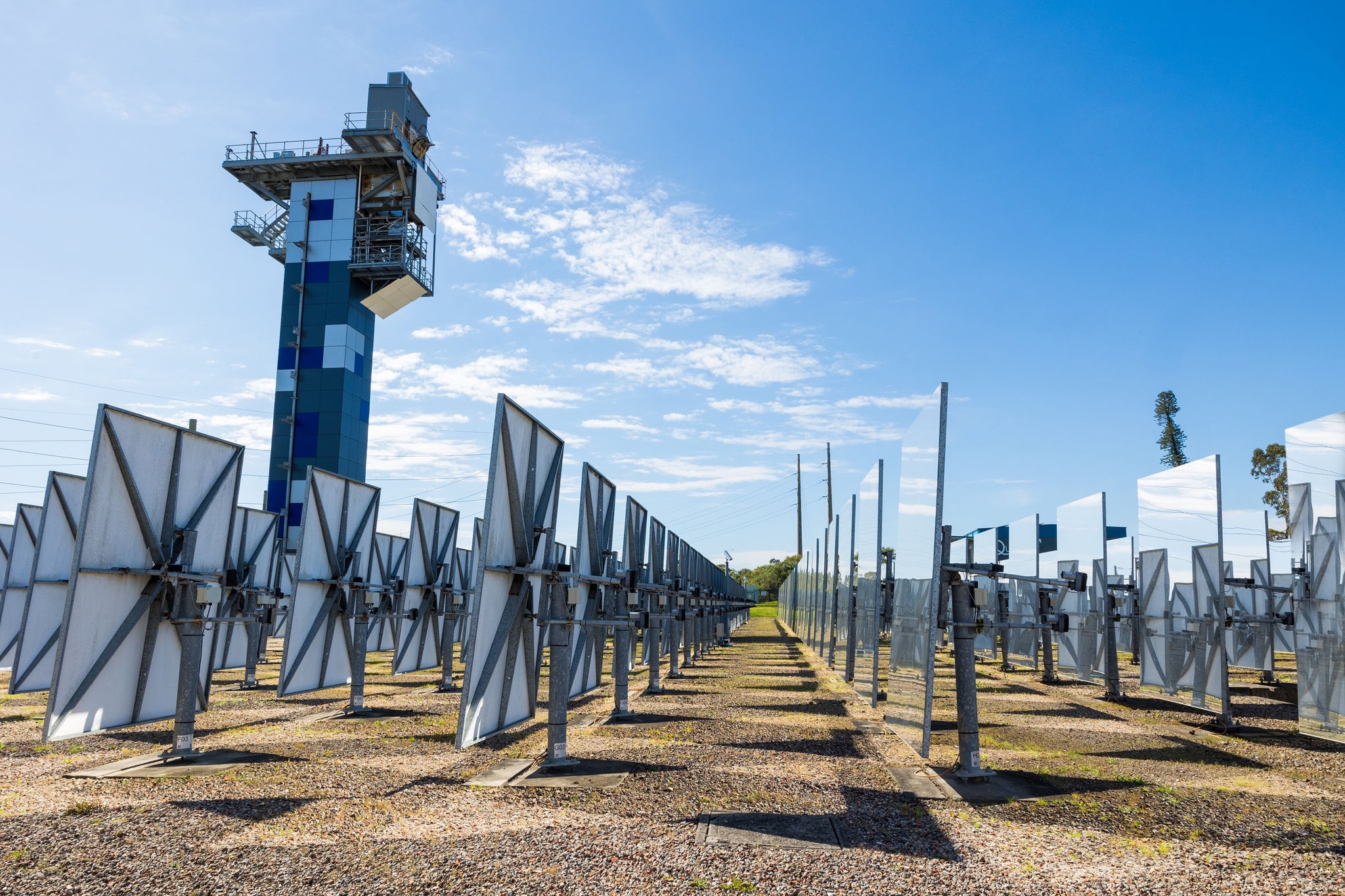 thermal solar panels in a large field