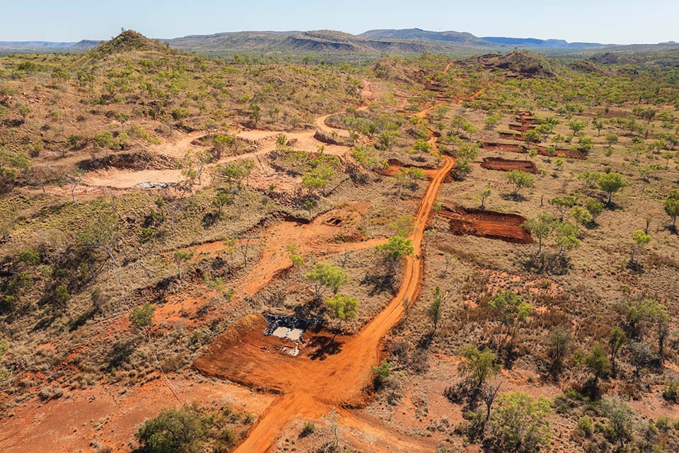 Aerial photo of flourite mine in inland Australia