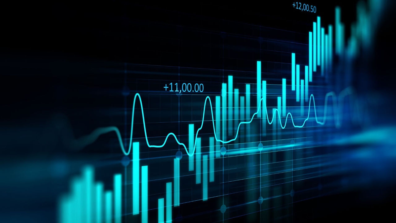 Financial graph on technology abstract background