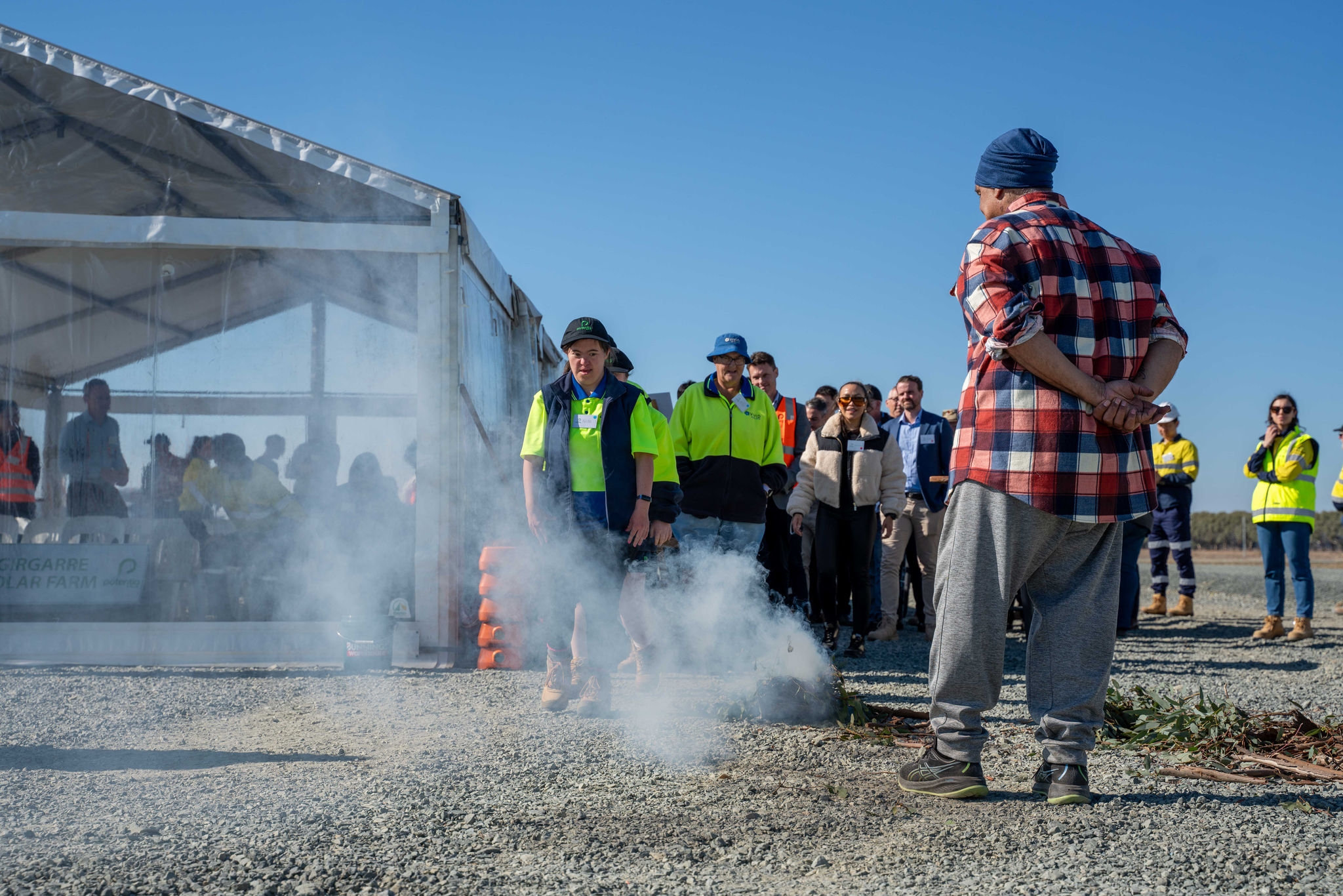 Ceremony at the Girgarre solar project.