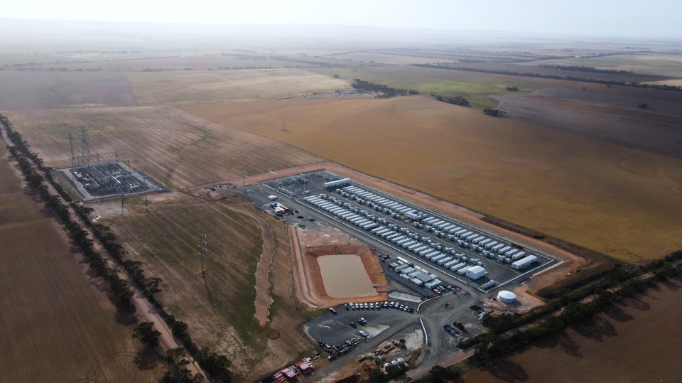 An aerial very of the Blythe battery project in South Australia.