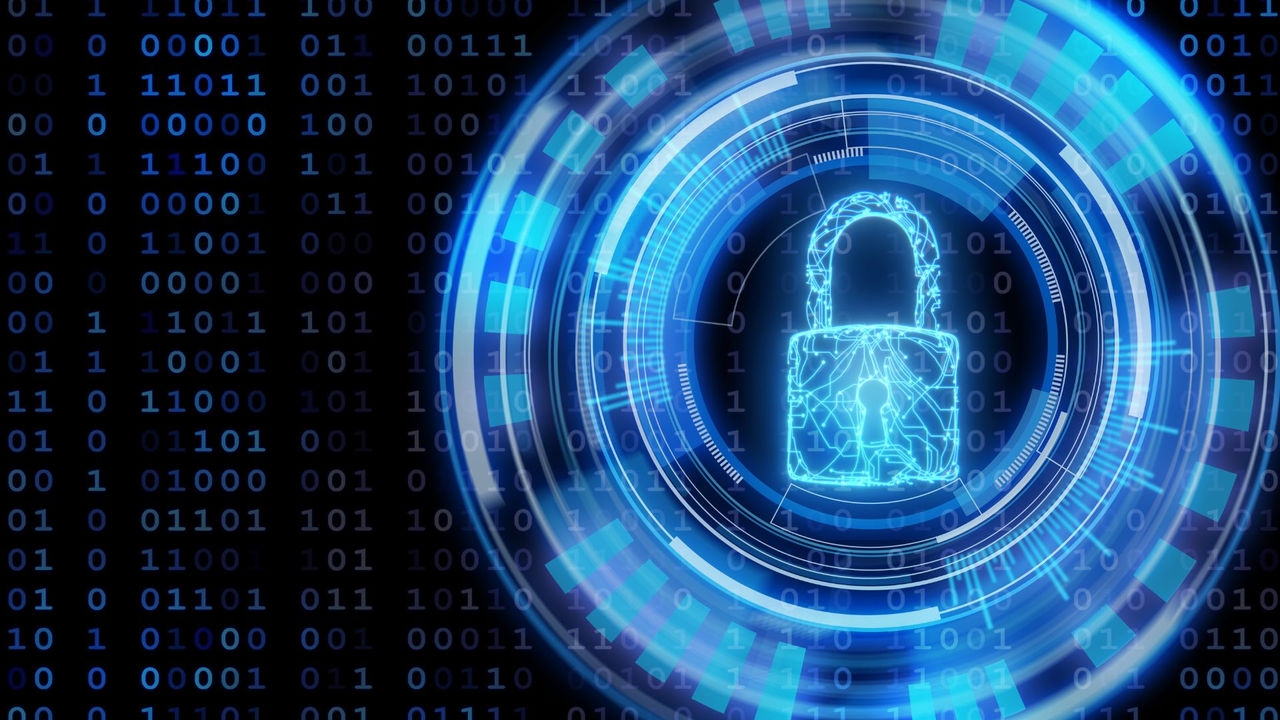Data protection concept with circuit in padlock shape