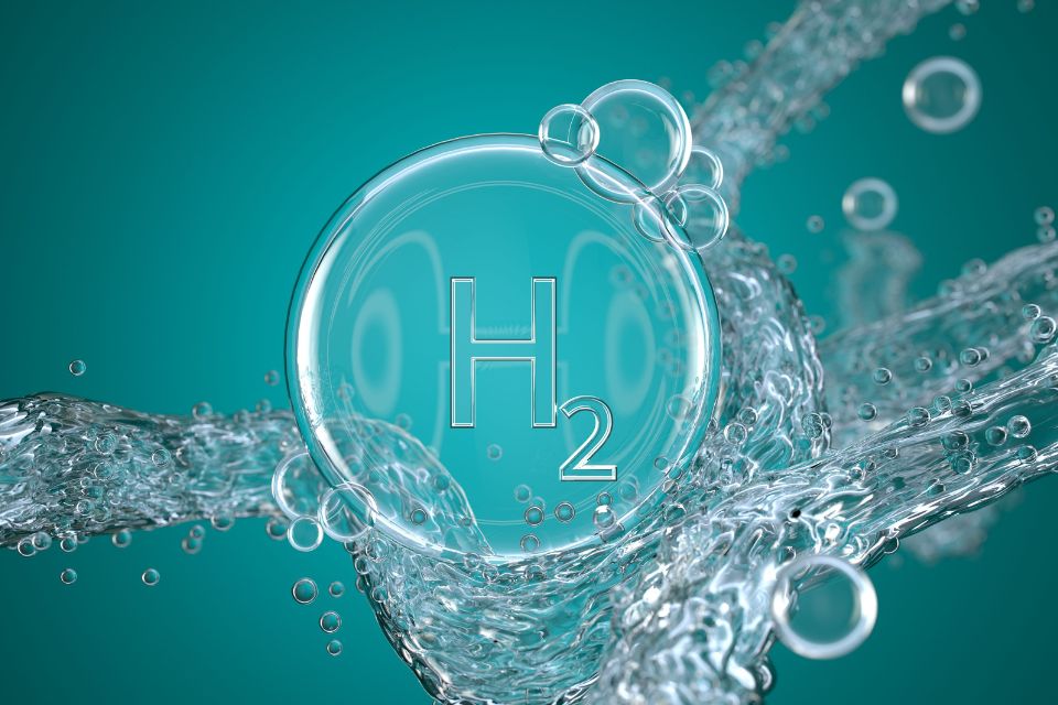 Graphic of hydrogen silos with the letters H2 on them