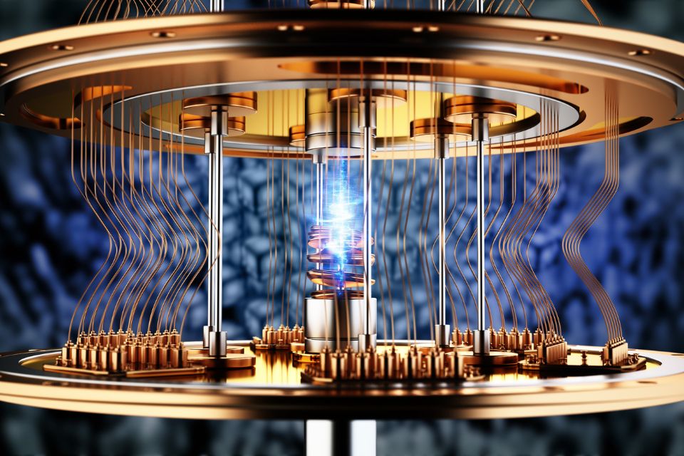 3D illustration of a working quantum computer